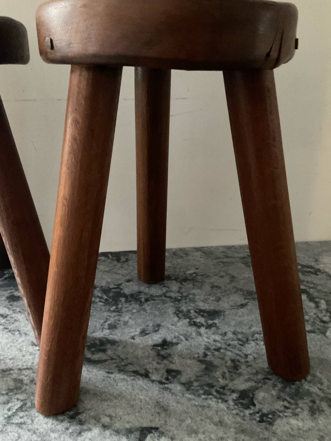 Pair of farmhouse stools in solid oak
