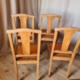 Lot Table & chaises en ronce de noyer