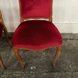 4 red Louis XV style chairs