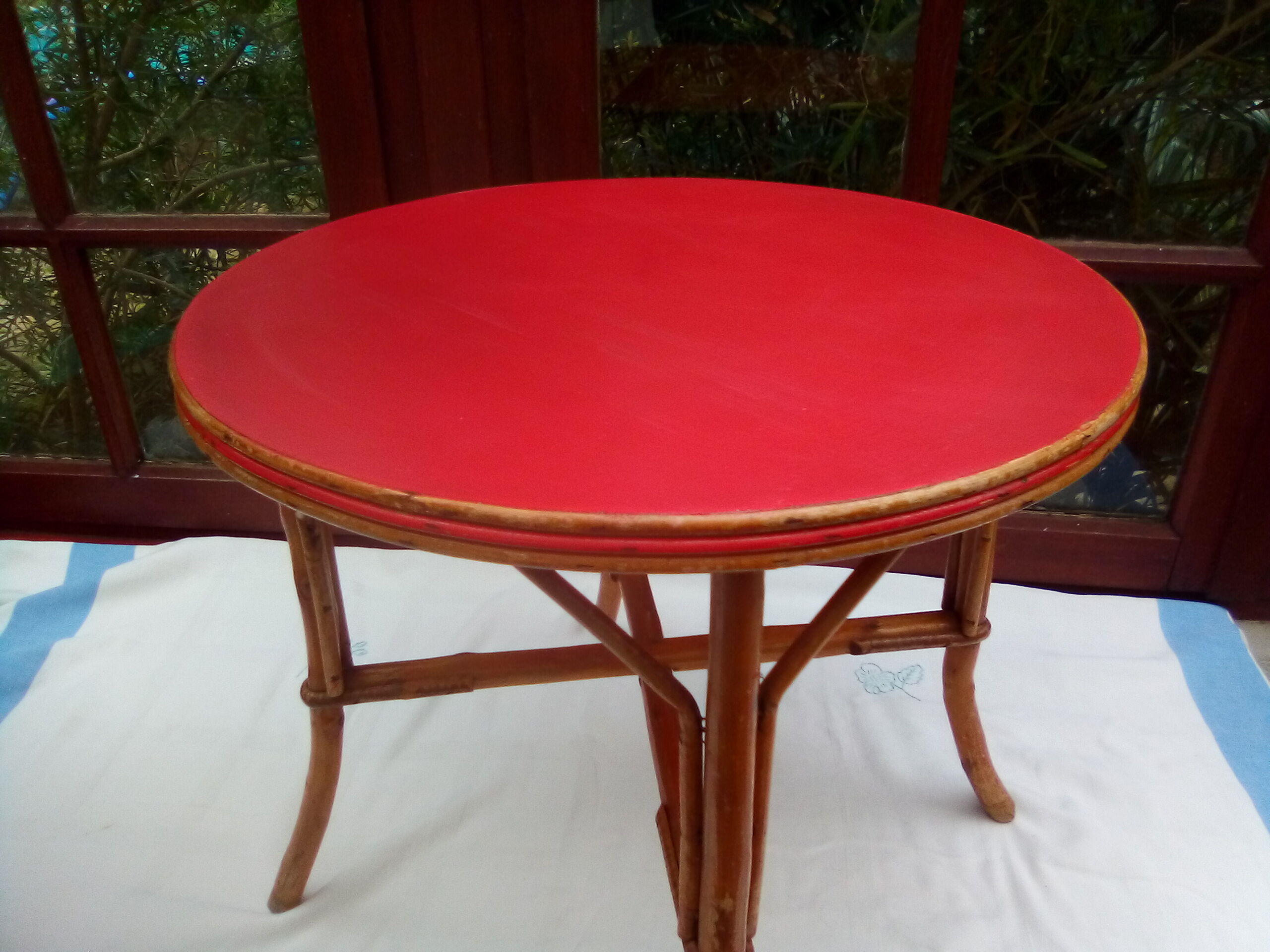 60s rattan coffee table