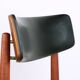 Set of 8 Danish chairs in teak, black leatherette and brass, Sven Chrobat/Sax.