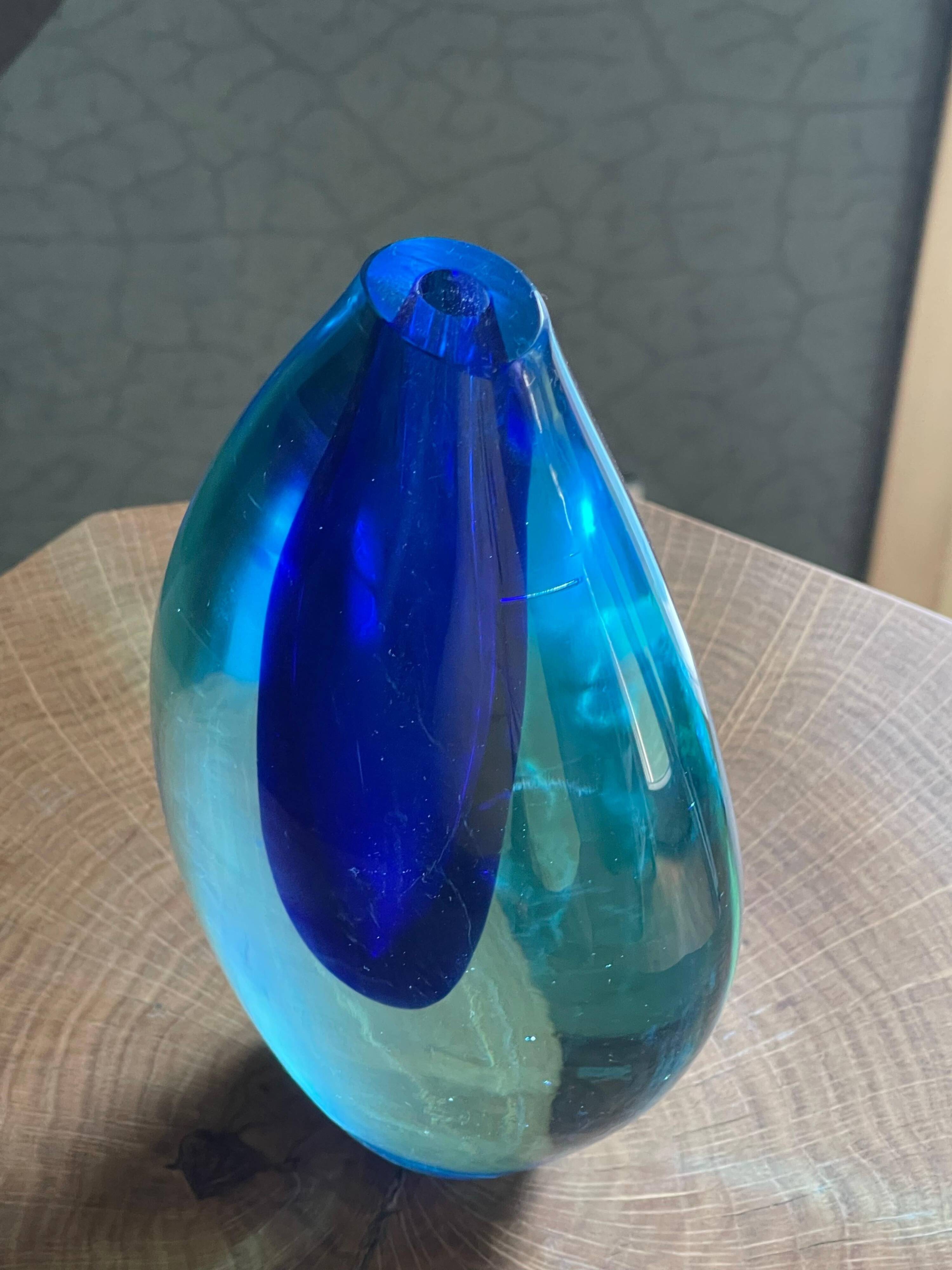 Blue Sommerso Vase by Flavio Poli for Seguso, Murano, Italy, 1960s