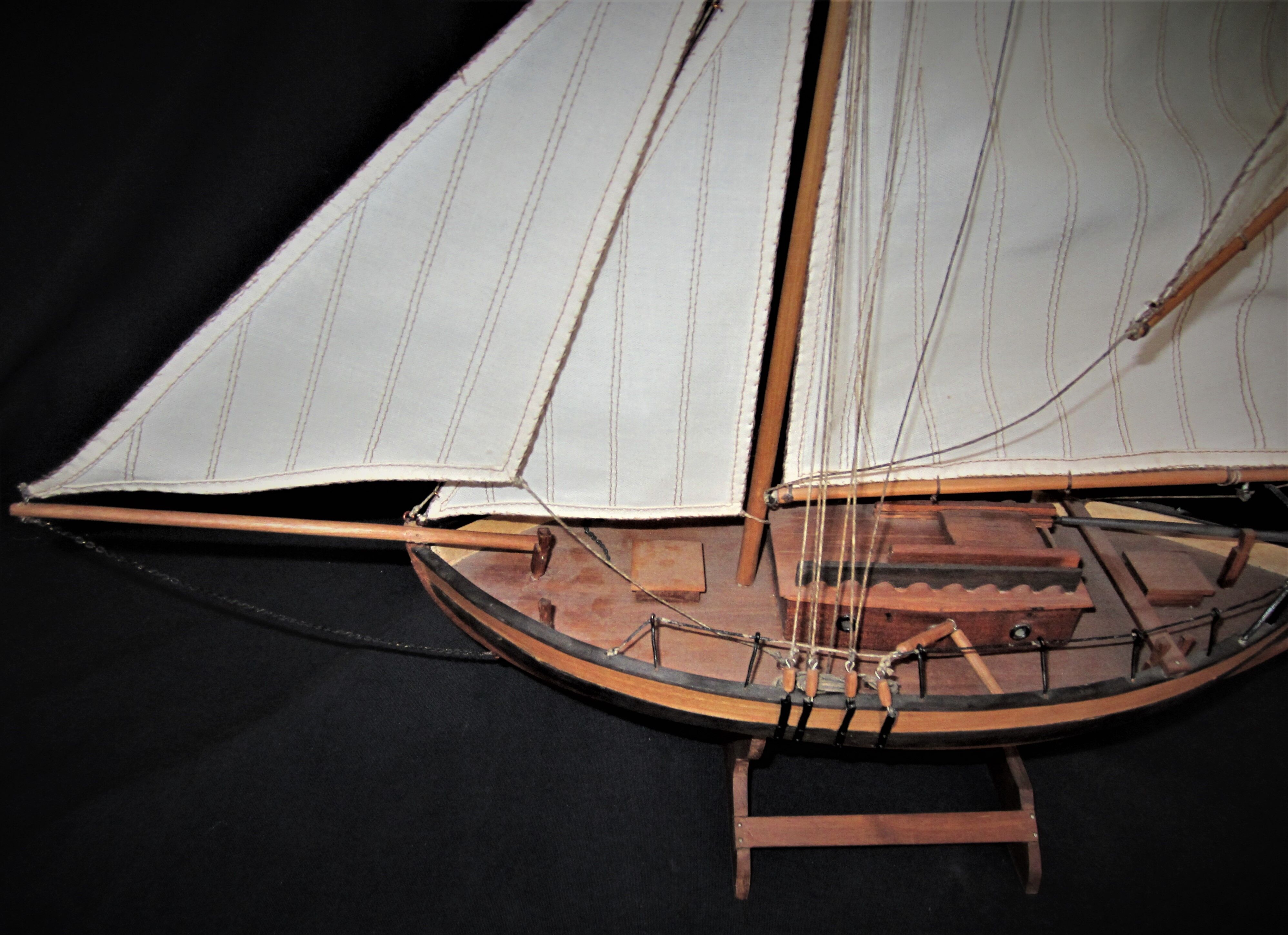 Wooden model of JY Toumelin's Kurun sailboat in Calais