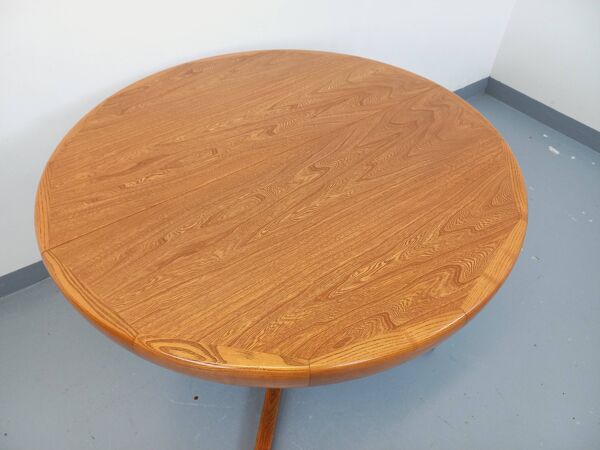 Table à manger ronde vintage style scandinave des années 60 70 en orme