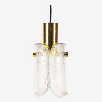 Petite brass and bubble glass pendant chandelier by Glashutte Limburg