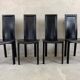 Set of 4 Italian Black Leather Dining Chairs