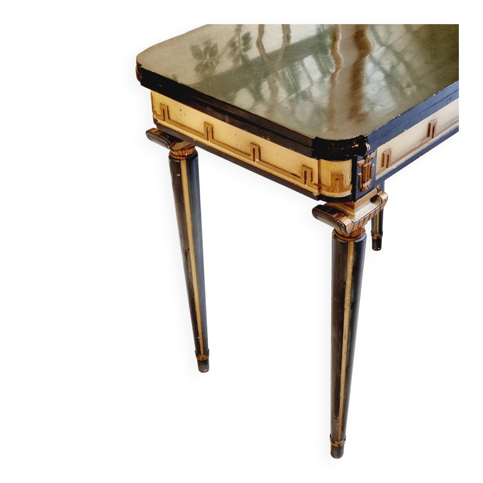 Swedish grace, game table with relief meander decoration, 1920s/30s.