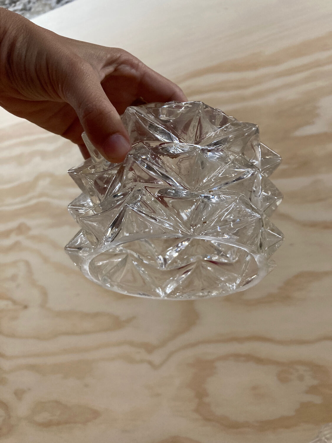 Pair of transparent glass pendant lights