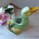 Pichet ou carafe zoomorphe canard en barbotine vert et jaune