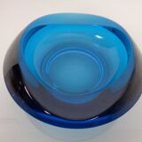 Amber and Blue Sklo Union Glass Ashtrays by Rudolf Jurnikl, Czechoslovakia, 1960s, Set of 2