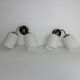 Pair of vintage 1950s double wall lights in opaline.