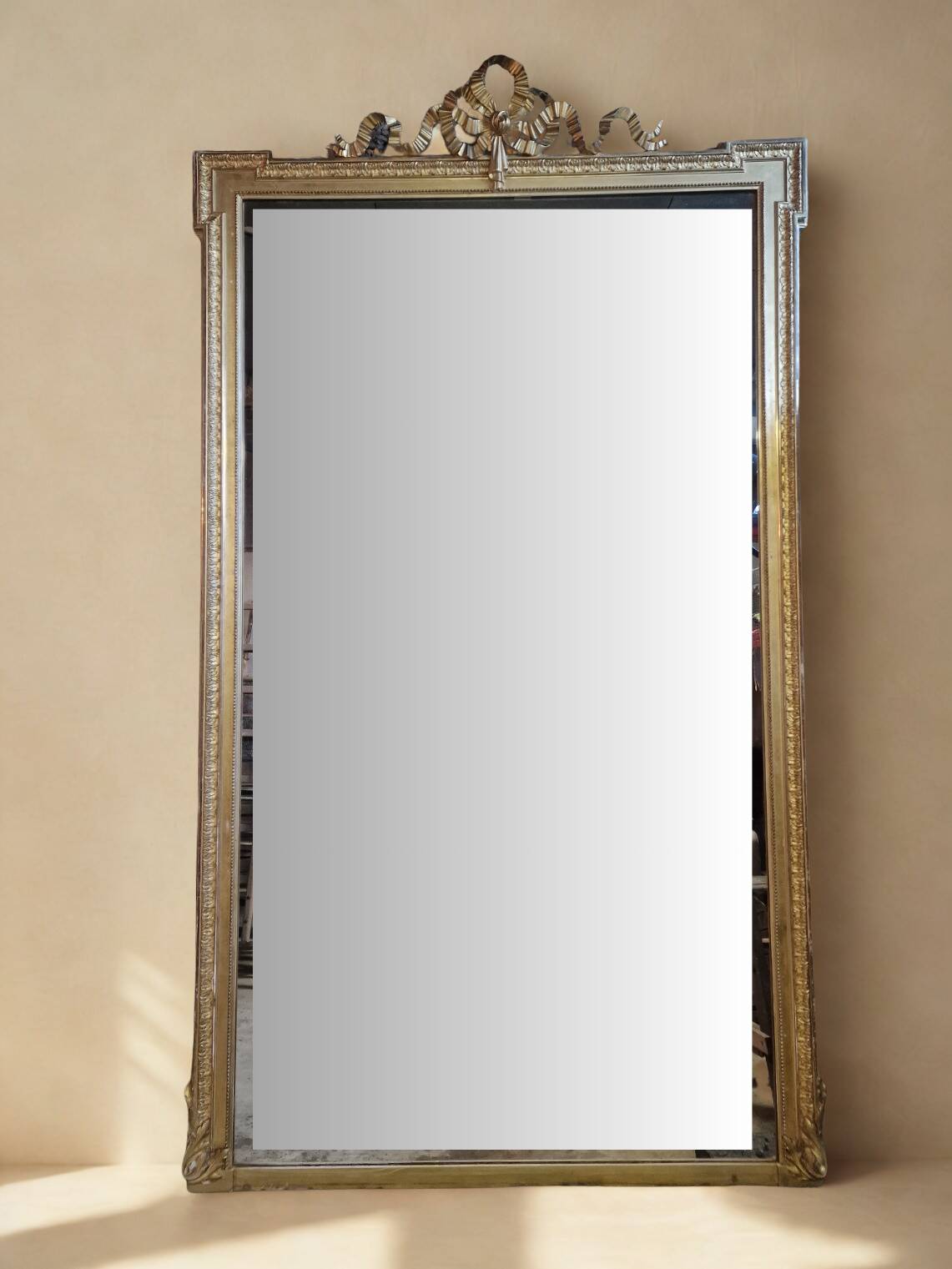Very large XXL gilded mirror in the Louis XVI style