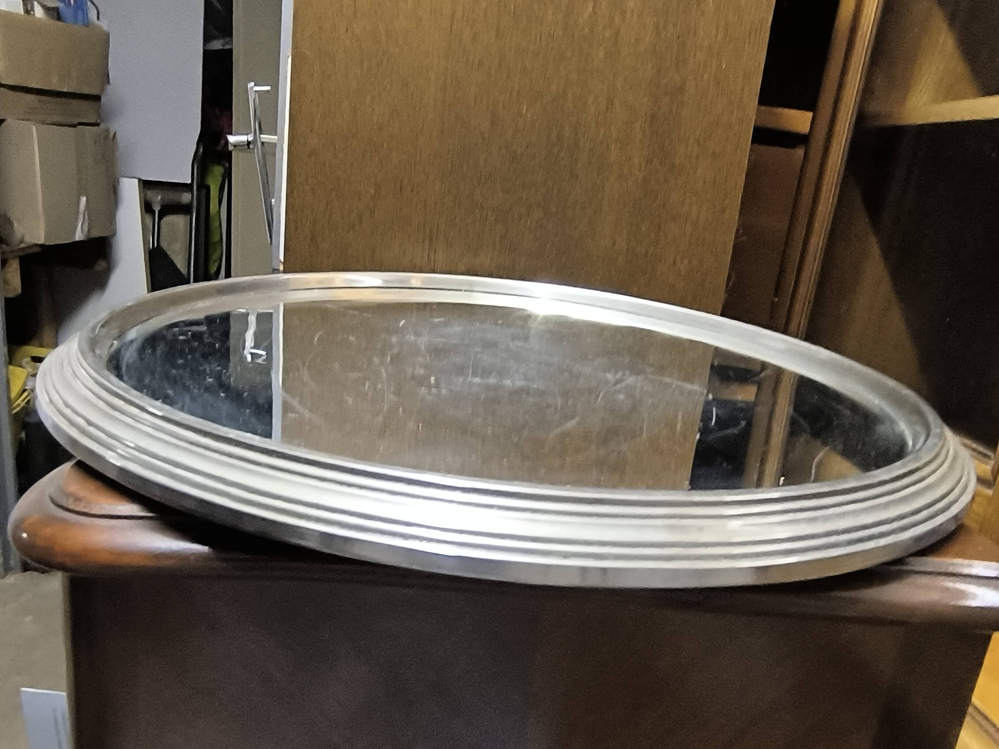 Art Deco aluminum and mirror serving tray