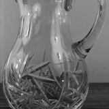 Crystal cider pitcher engraved early twentieth century