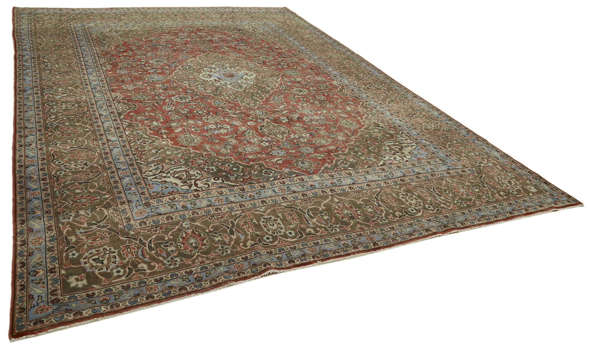 Handwoven oriental vintage 288 cm x 398 cm red wool carpet