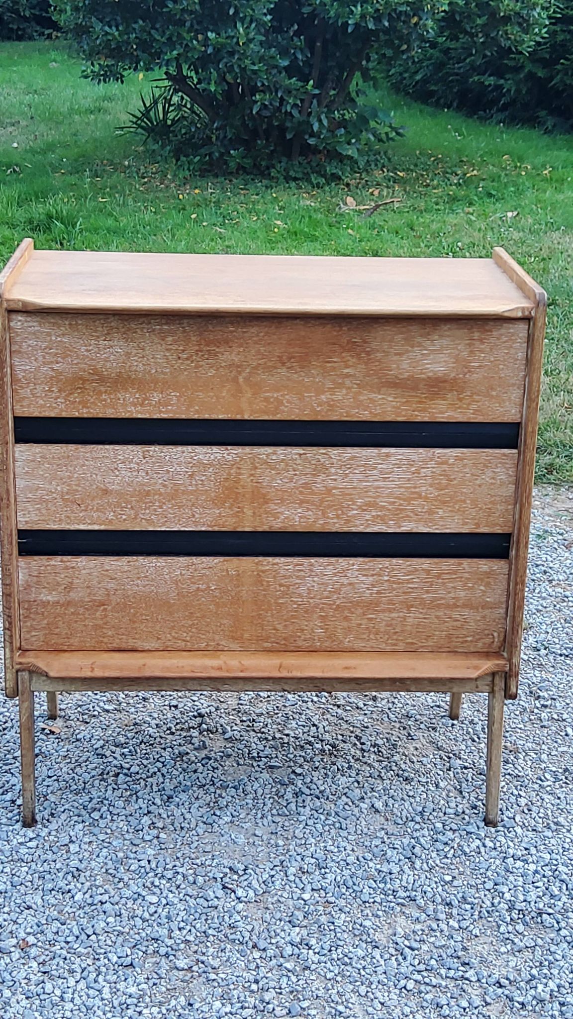 Vintage Gérard Guermonprez chest of drawers with 3 compass feet from the 50s