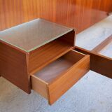 With suspended nightstands vintage teak bed