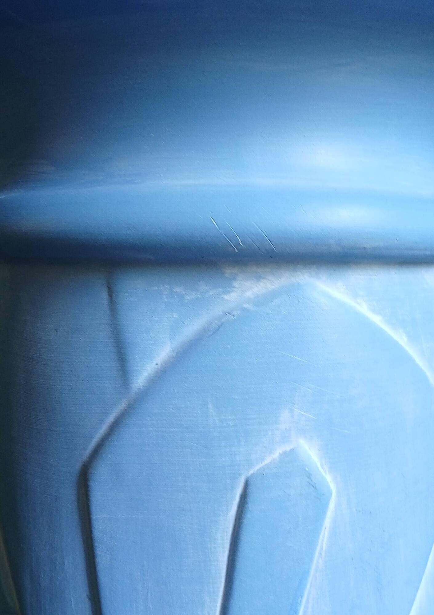 Blue ceramic column between Art Deco and Cubism, around 1980.