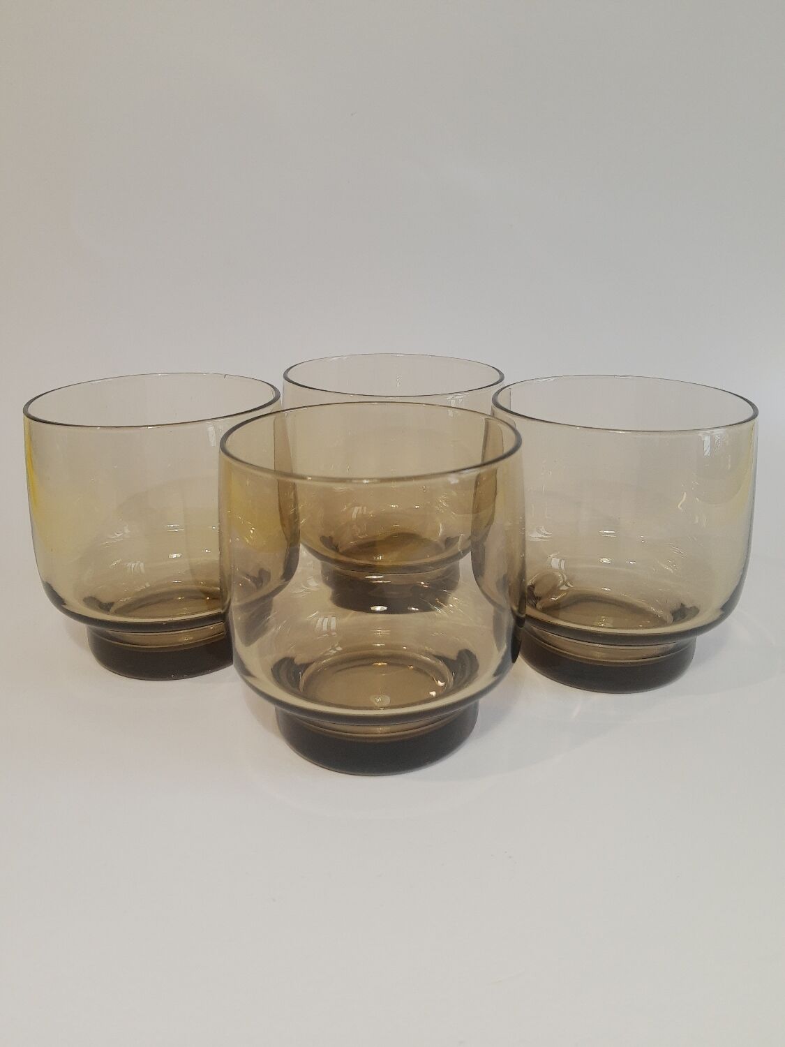 Set of 4 vintage 70s smoked glass water glasses