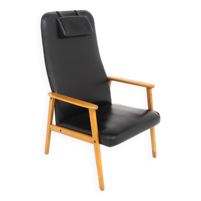 Fauteuil scandinave en simili-cuir, Suède, 1960