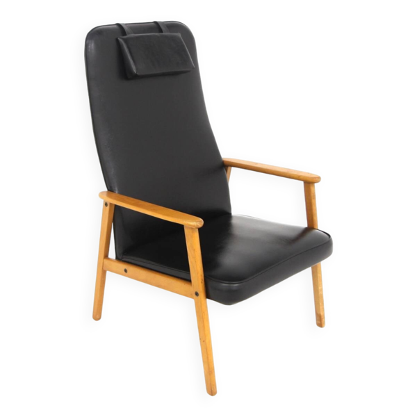 Fauteuil scandinave en simili-cuir, Suède, 1960