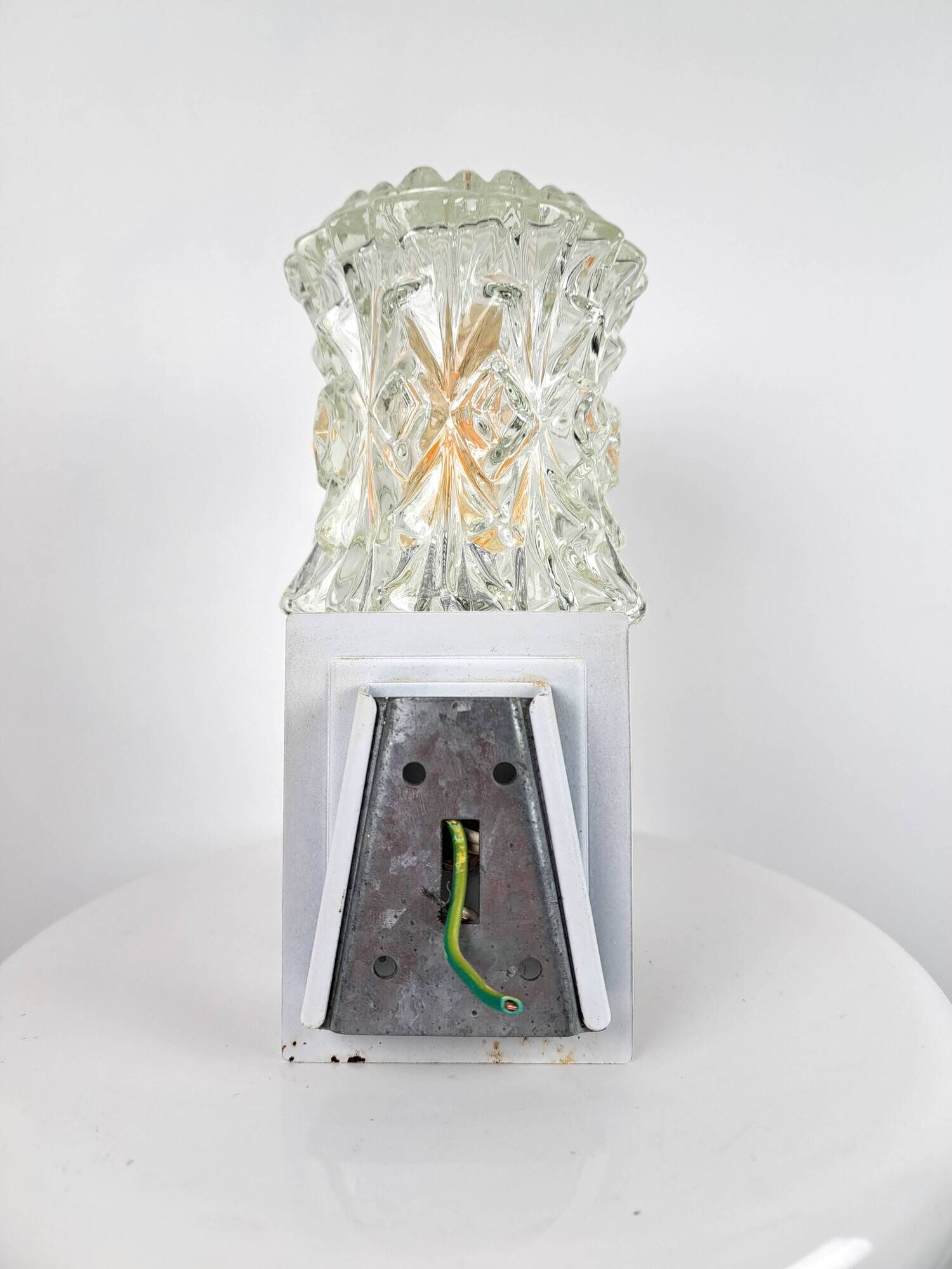 Pair of vintage 70s glass wall lamps by Targetti Sankey