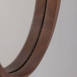 VINTAGE 1970S OVAL WALL MIRROR IN WOOD, ITALIAN DESIGN