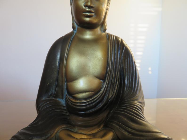 Italian "Buddha" lamp in polychrome plaster 70s