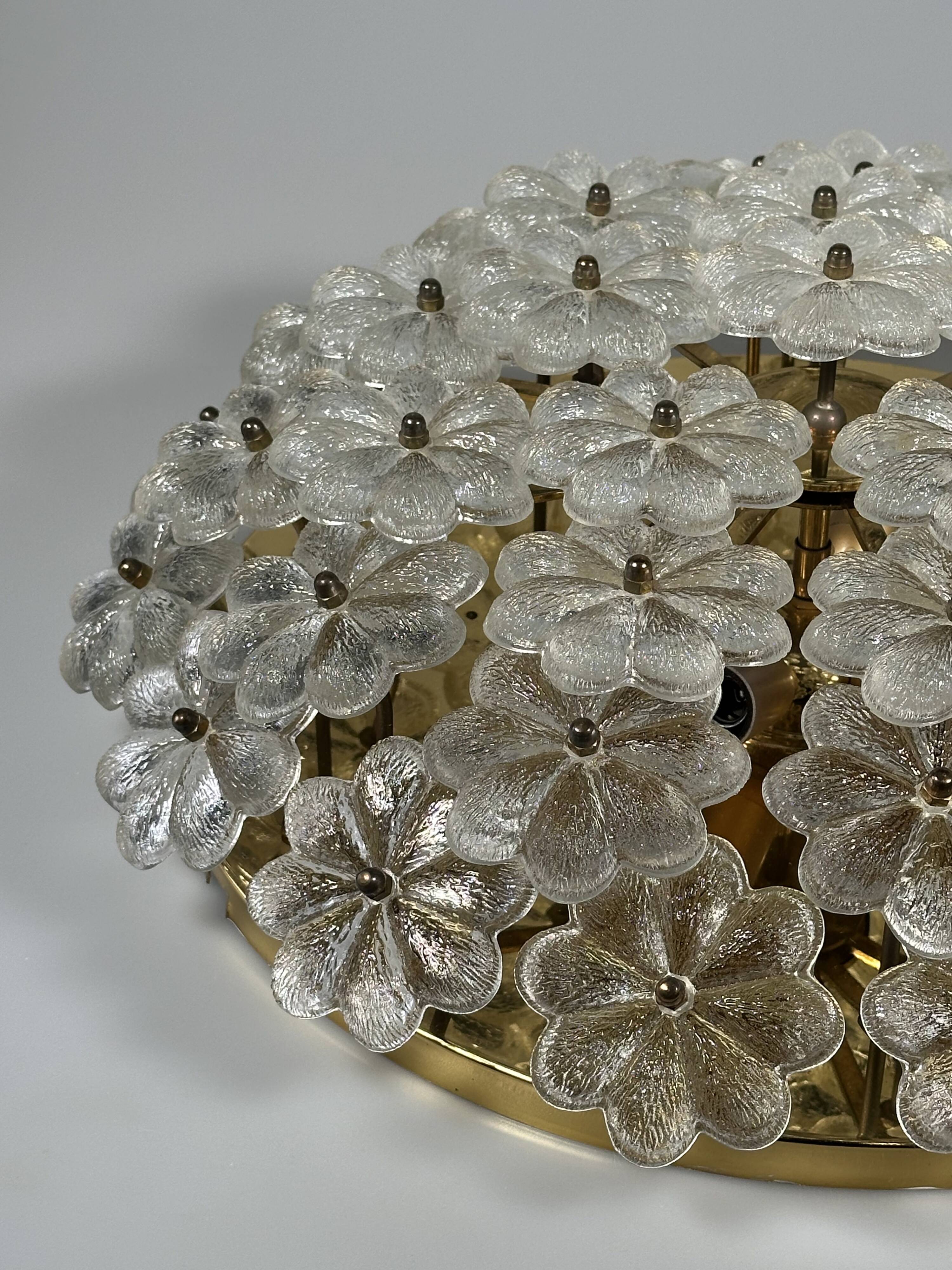 1960s/70s Ceiling Lamp Ernst Palme made of brass and glass, Germany