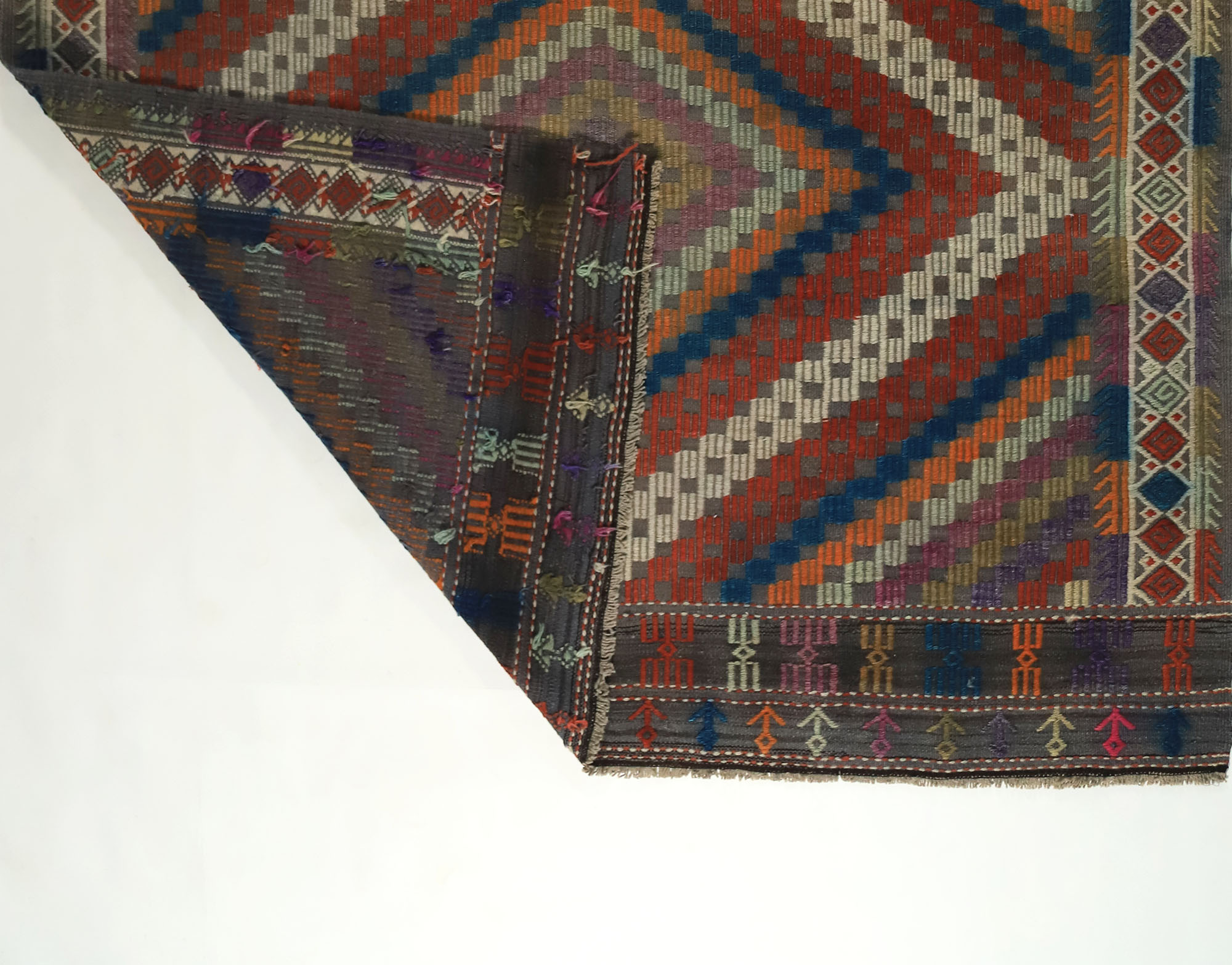 Anatolian handmade kilim rug 260 cm x 183 cm