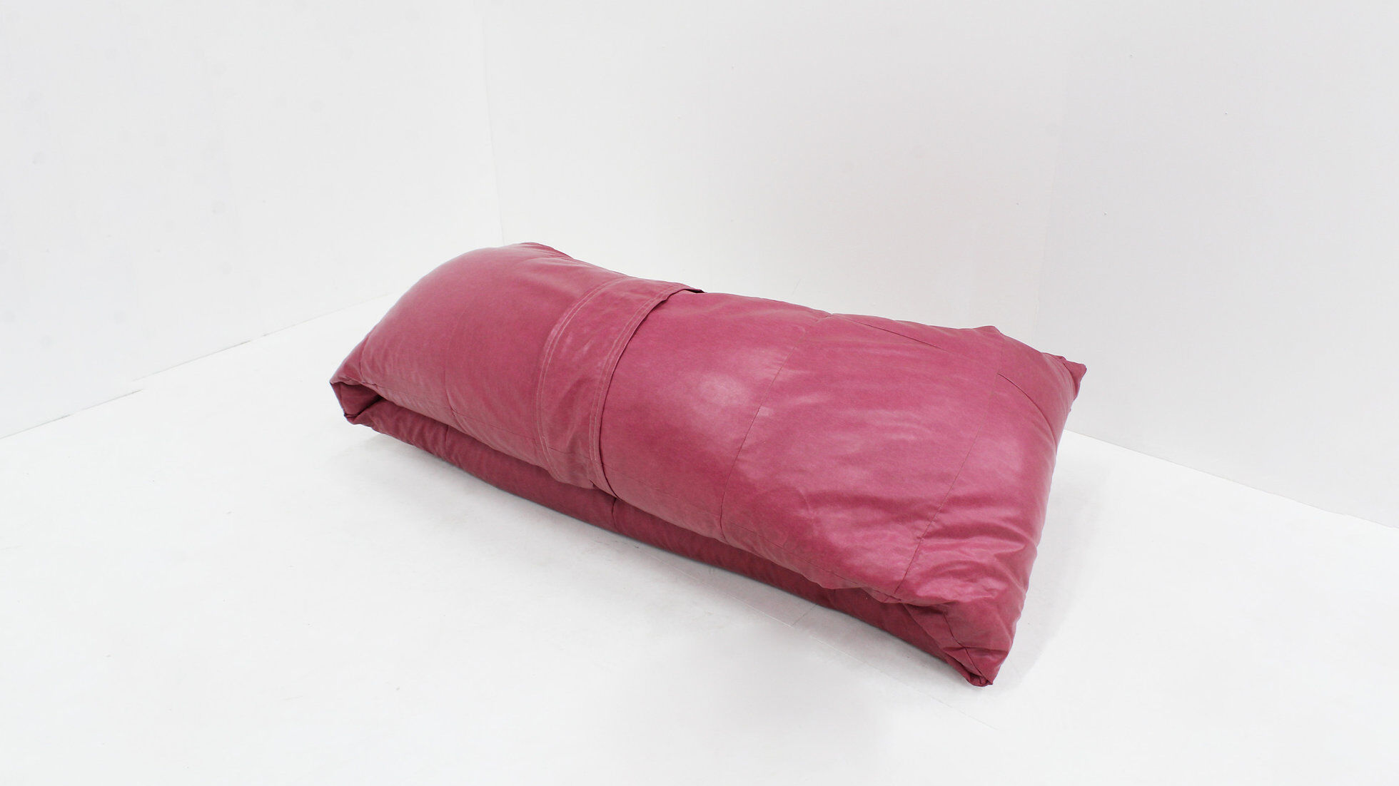 Vintage Raphael Raffel Croissant Sofa in pink leather 1970
