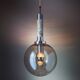 Scandinavian pendant light in brushed stainless steel marble and smoked glass globe. 1970
