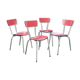 Set 4 chairs vintage kitchen metal and red formica