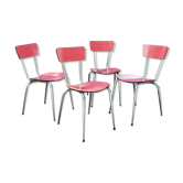Set 4 chairs vintage kitchen metal and red formica