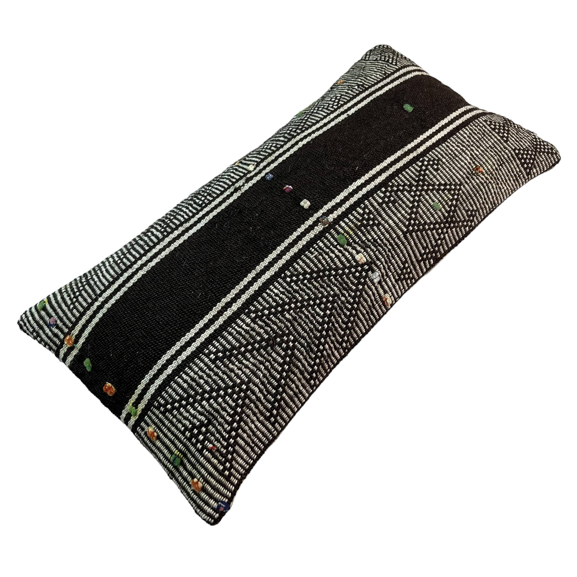 Vintage turkish kilim cushion cover , 30 x 60 cm