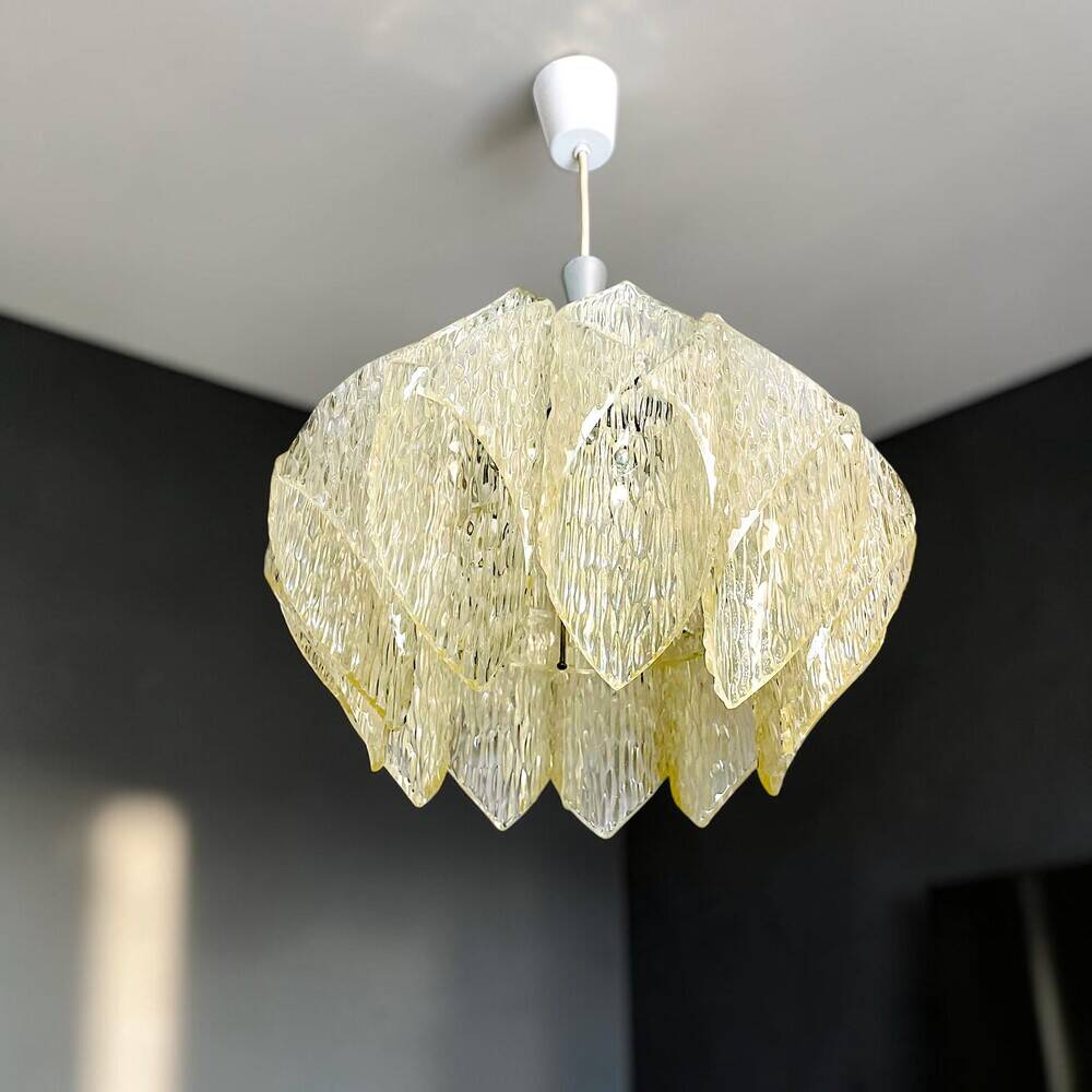Transparent lucite acrylic hanging lamp by ME Marbach Leutchen Germany