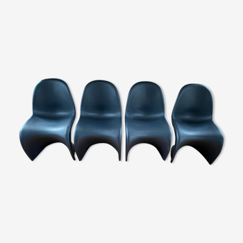 4 Panton Chairs Matte Black - Vitra Edition