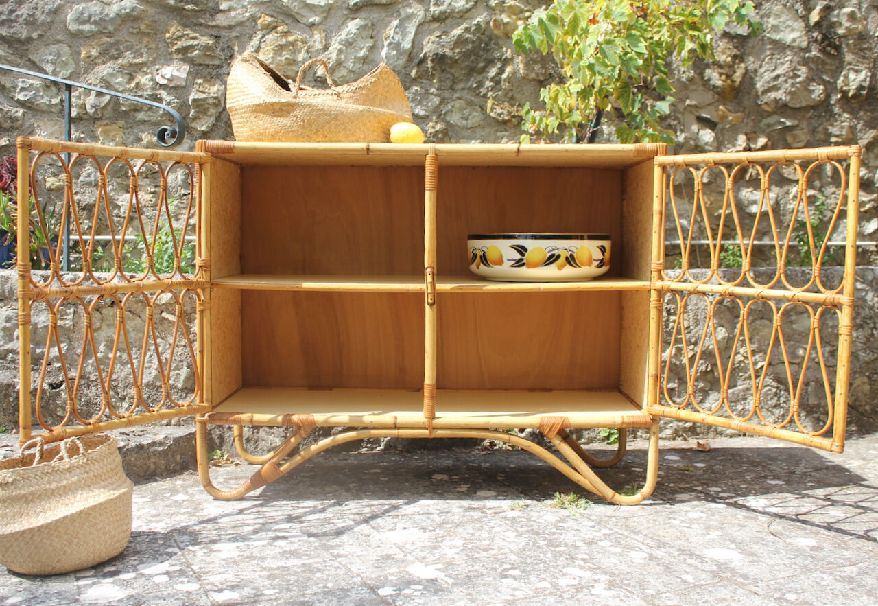 Vintage rattan buffet