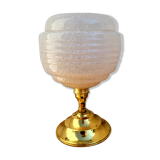 Clichy glass and brass globe lamps