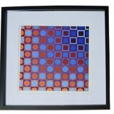 Tableau Vintage Art Optique - Victor Vasarely - Frame 40x40cm.
