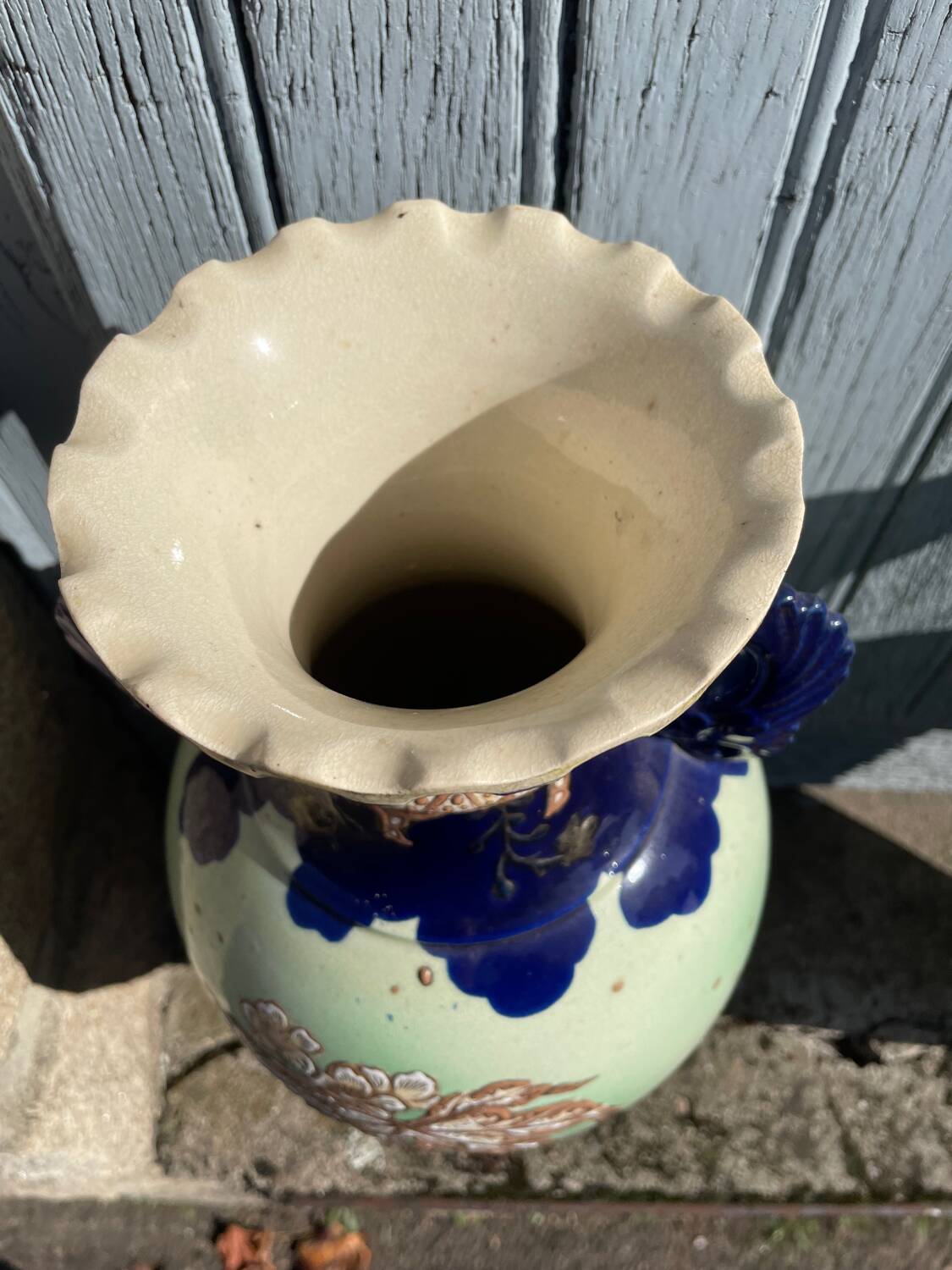 Pair of vintage 20th century Japanese Satsuma vases in decorated ceramic