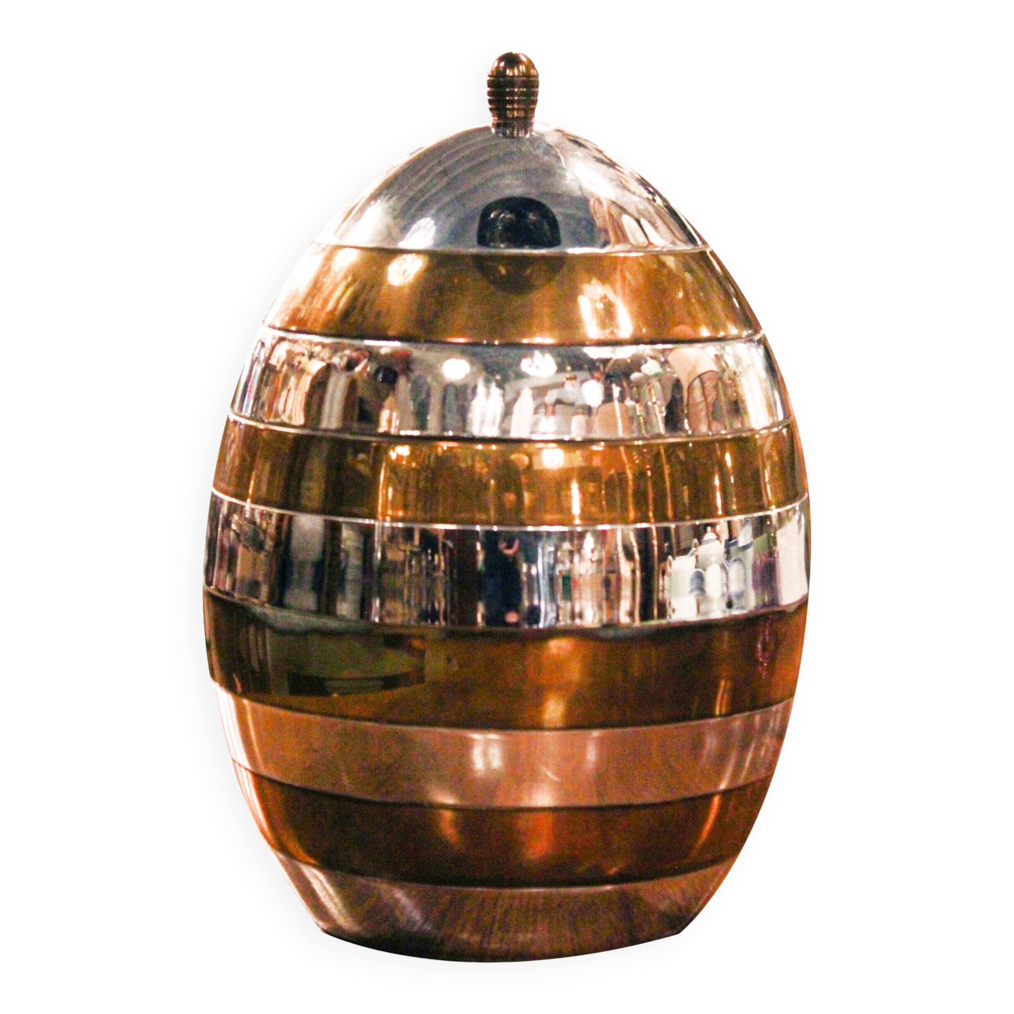 Egg-shaped ice bucket, silver and gold finish – Tommaso Barbi