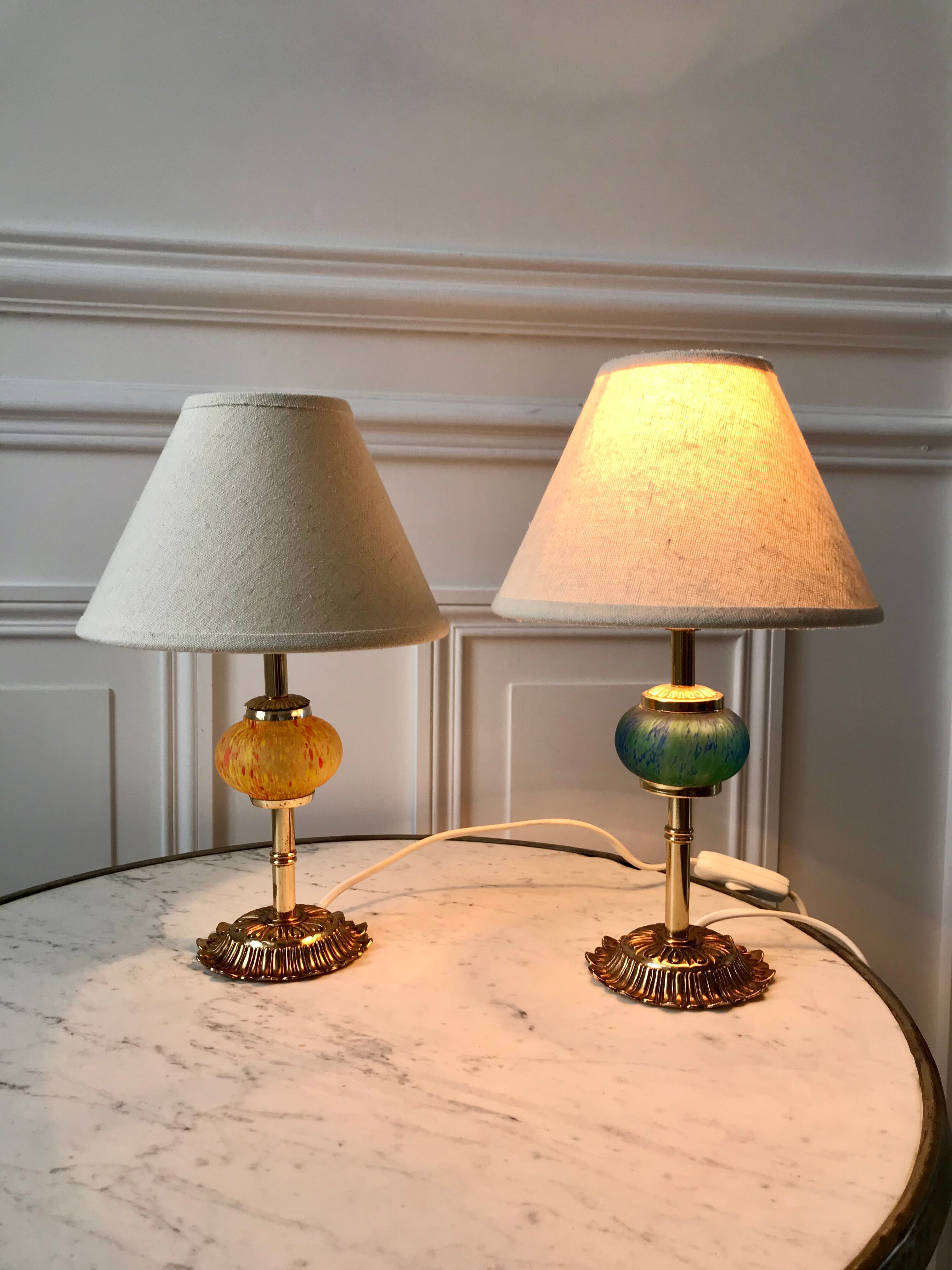 Pair of vintage murano glass lamp