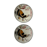 Duo of plates representing a Breton woman with her headdress