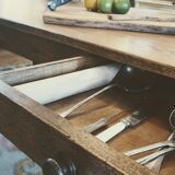 Large solid oak farmhouse table with two drawers 260 cm x 100 cm