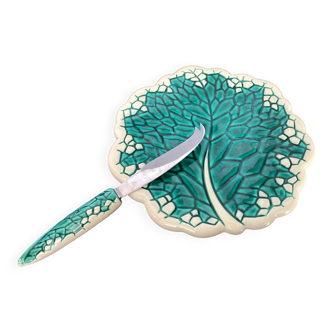 Cheese platter Verceram leaf design, 1950s