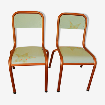 Set of two small chairs of school restyled