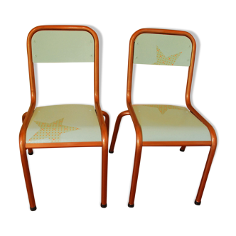 Set of two small chairs of school restyled