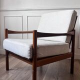 Fauteuil scandinave tissu blanc