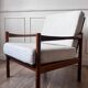 Scandinavian armchair in white fabric